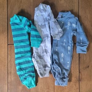 3pc Long Sleeve Baby Romper Sleep or Play Footless Newborn